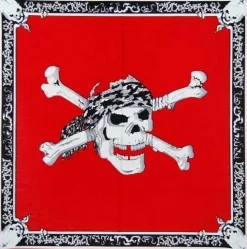 Hot Red Pirate Skull - Bandana huivi Rockabilly|Bandanat