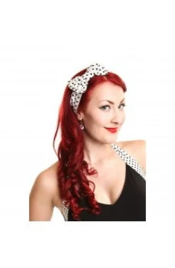 Hot Polka - hiuspanta, valkoinen/musta Rockabilly|Hiuskoristeet