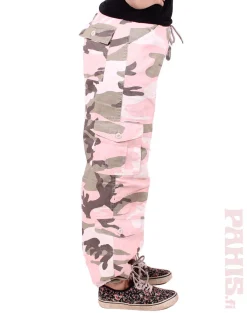 Outlet Pink Camo Vintage - Naisten reisitaskuhousut Reisitaskuhousut|Camot
