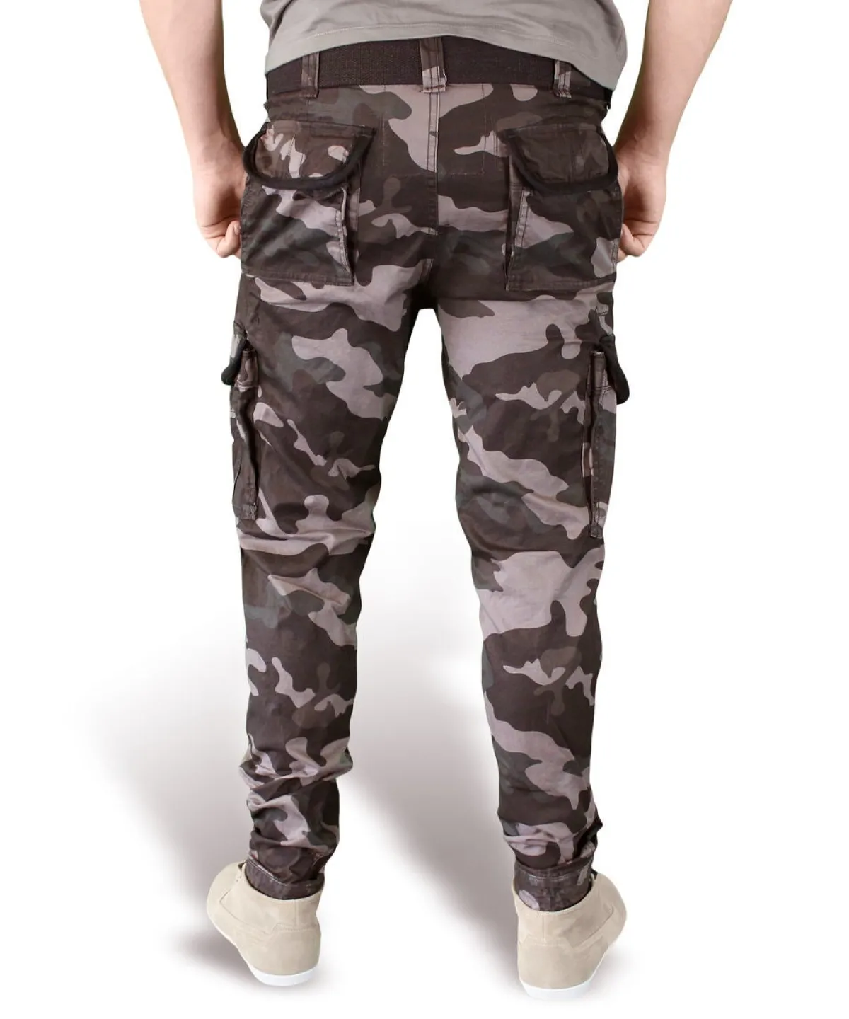 New Surplus Premium Slimmy - Reisitaskuhousut, Black Camo Reisitaskuhousut