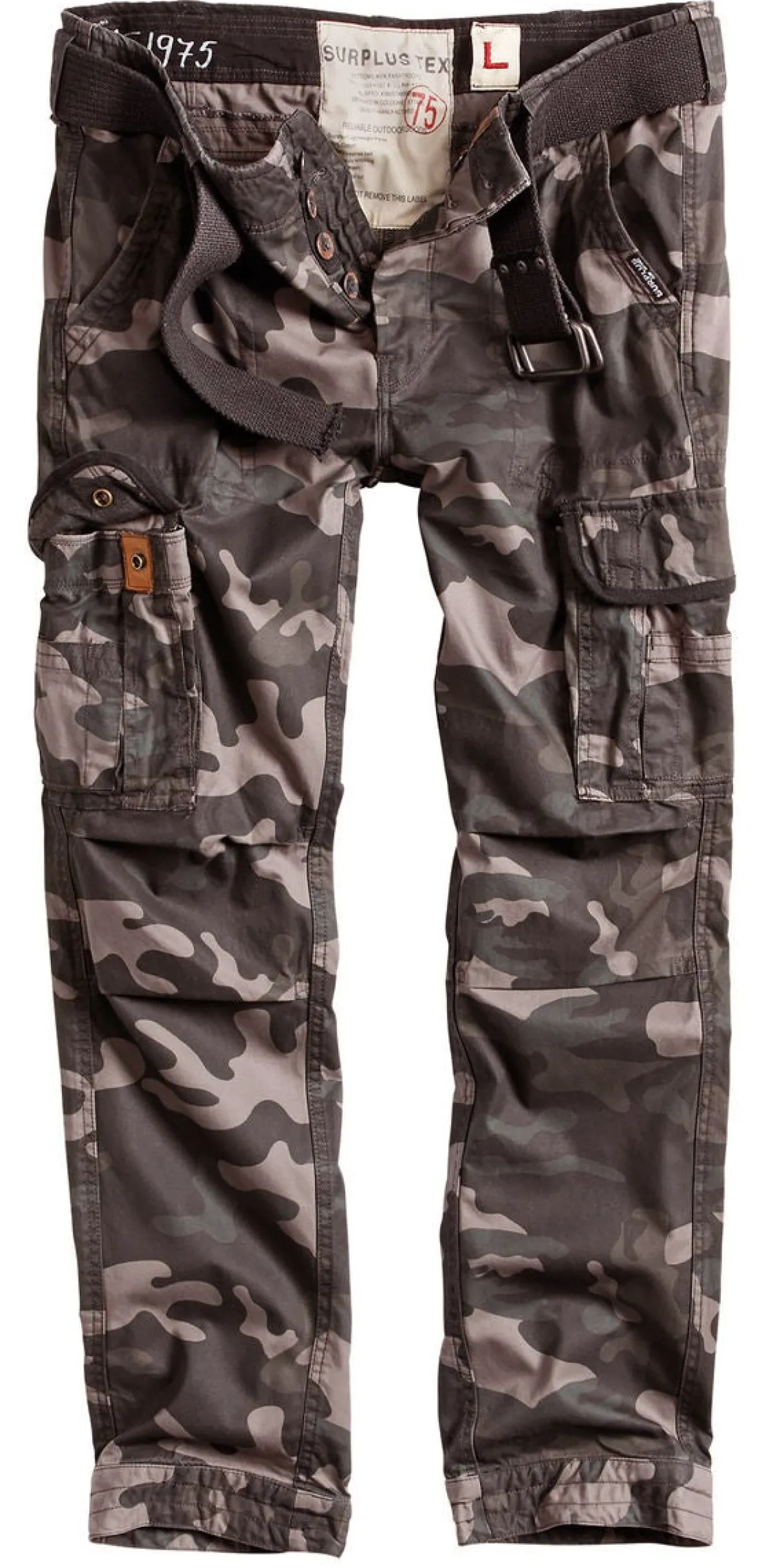 New Surplus Premium Slimmy - Reisitaskuhousut, Black Camo Reisitaskuhousut