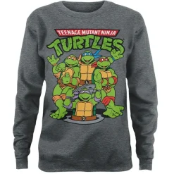 Clearance TMNT Group -naisten collegepaita, harmaa Pitkähihaiset|Turtles