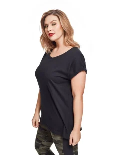 Sale Extended Shoulder - Naisten T-paita, musta Urban Wear Katukamaa|T-Paidat