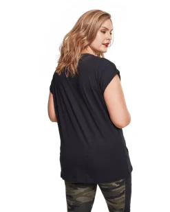 Sale Extended Shoulder - Naisten T-paita, musta Urban Wear Katukamaa|T-Paidat