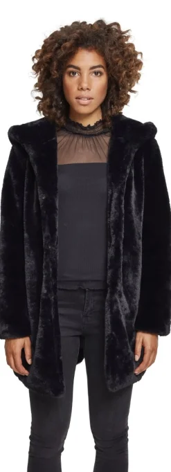 Clearance Hooded Teddy - Naisten välikausitakki, musta Takit|Urban Wear Katukamaa