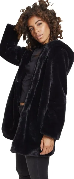 Clearance Hooded Teddy - Naisten välikausitakki, musta Takit|Urban Wear Katukamaa