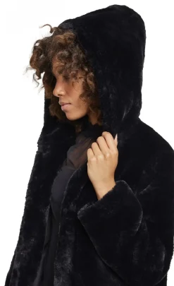 Clearance Hooded Teddy - Naisten välikausitakki, musta Takit|Urban Wear Katukamaa
