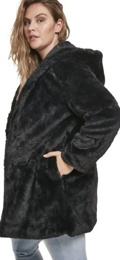 Clearance Hooded Teddy - Naisten välikausitakki, musta Takit|Urban Wear Katukamaa