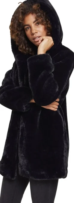 Clearance Hooded Teddy - Naisten välikausitakki, musta Takit|Urban Wear Katukamaa