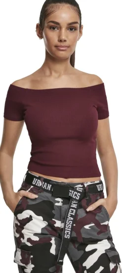 Clearance Shoulder Rib - T-paita, viininpunainen Urban Wear Katukamaa|T-Paidat