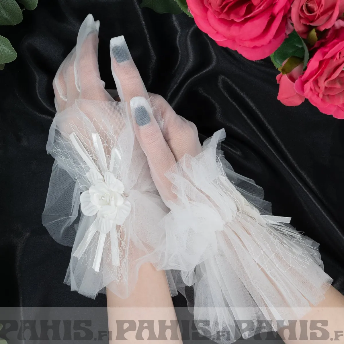 Clearance Valkoiset pitsikäsineet - Gloria Pinup-Kamaa|Käsineet