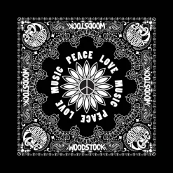 Outlet Woodstock Peace, love & music - Bandana huivi Hippikamaa|Woodstock