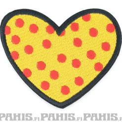 New Yellow Polka Dot Heart - kangasmerkki Haalarimerkit|Kangasmerkit